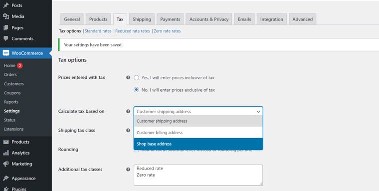 Calculate Tax Based On