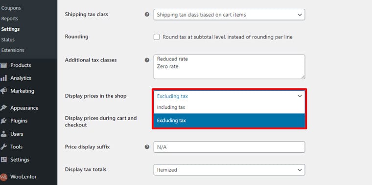 Display Prices in the Shop