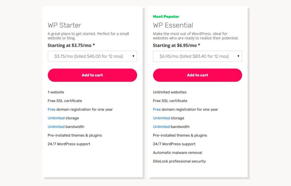 iPage WordPress Hosting Plans