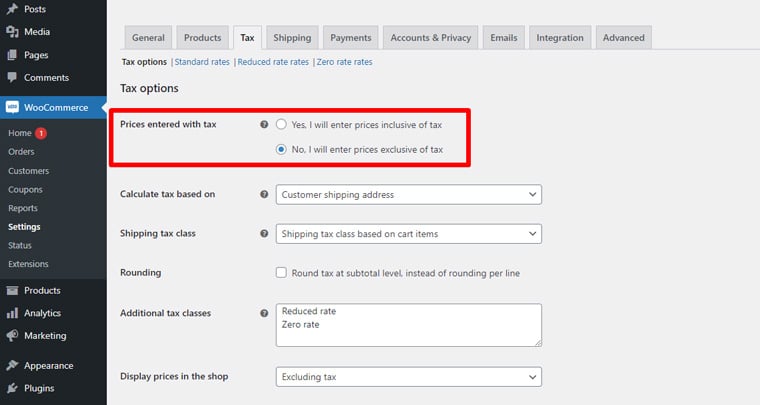 Prices Entered With Tax