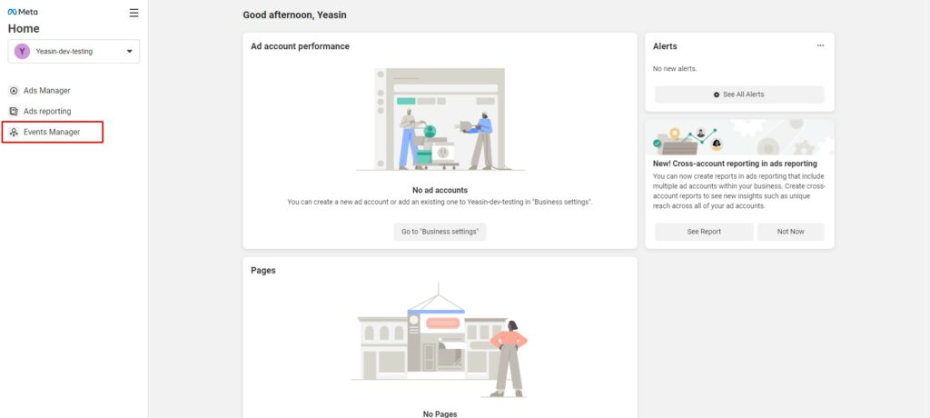 Click on the event manager
