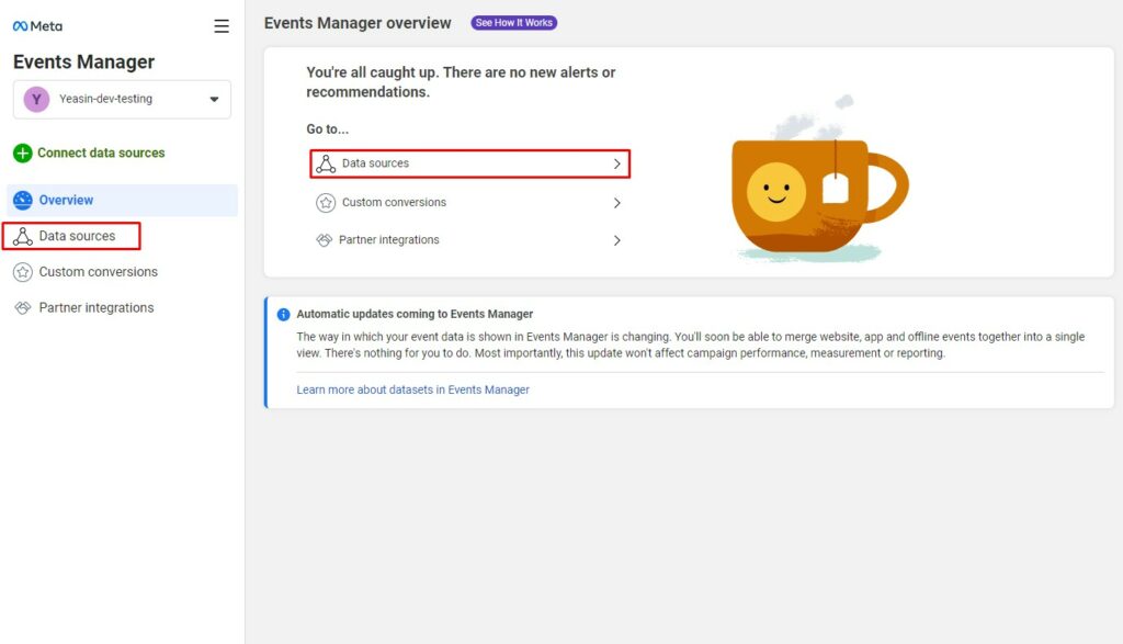 click on the data sources