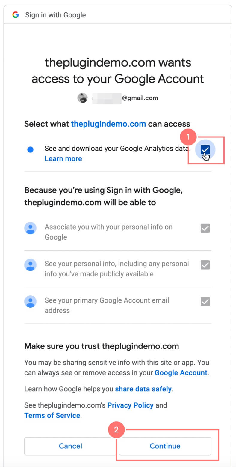 Click on the continue