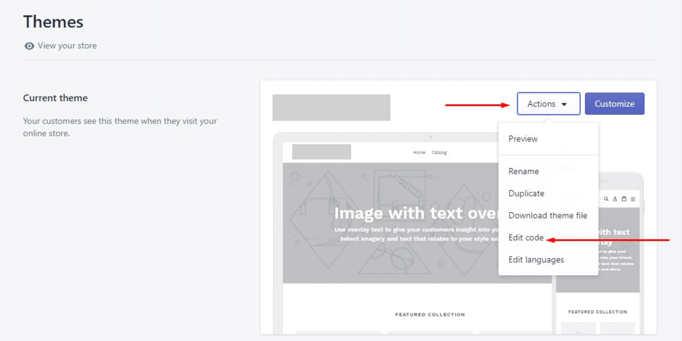 Click on the Edit code