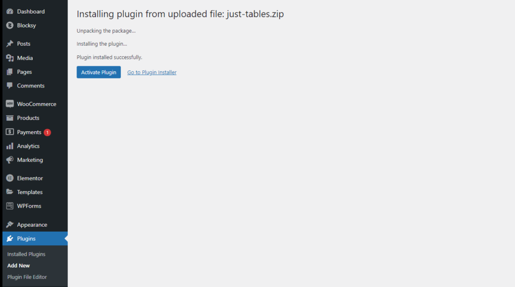Activating the plugin