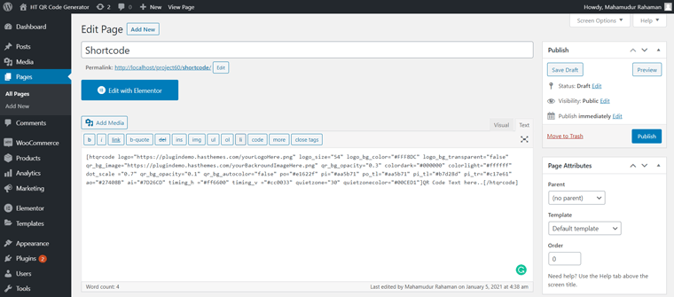 Use shortcodes to create QR codes.