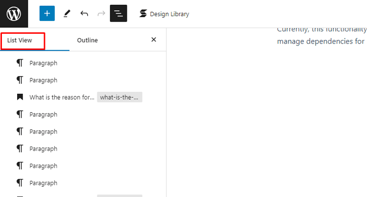 Block Settings in List View