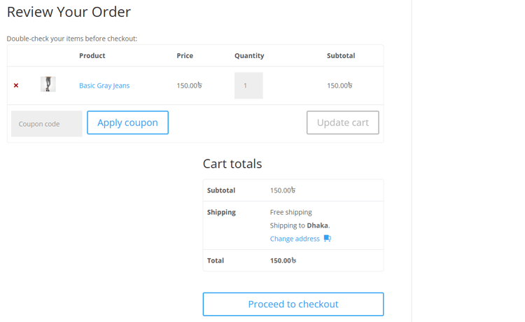 WooCommerce Cart Page