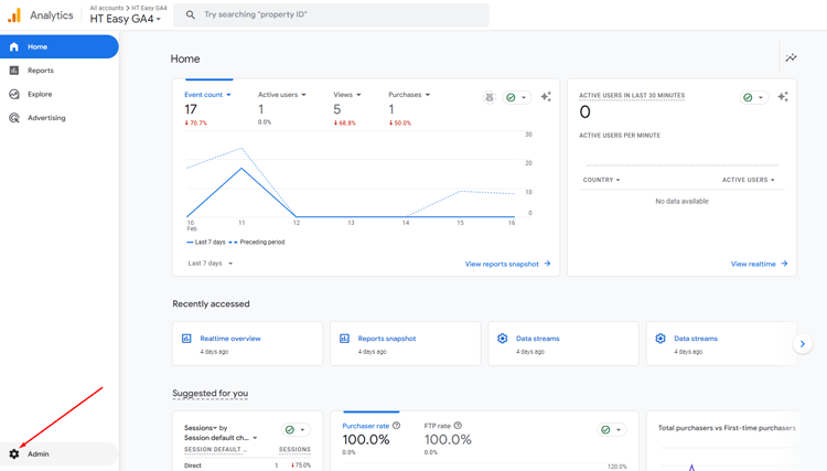 Go to the Admin Section