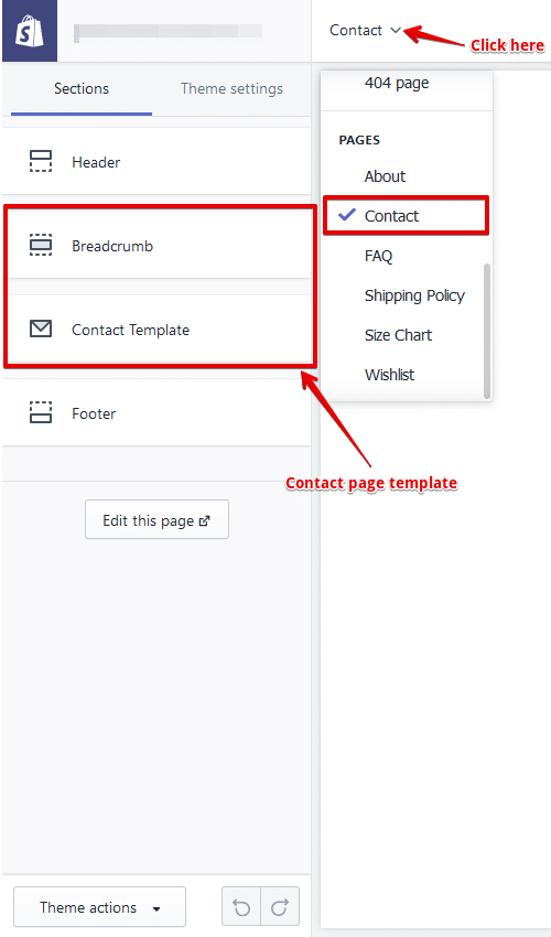 customize shopify contact page