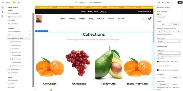 Customize the Collection List
