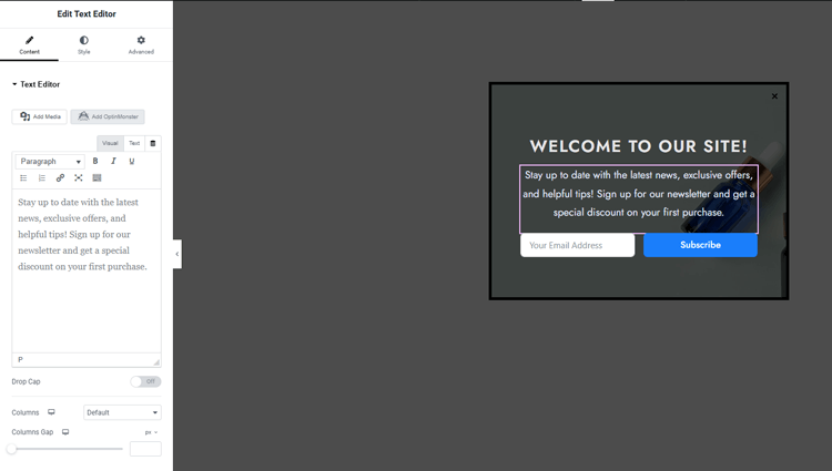 Customize your Popup