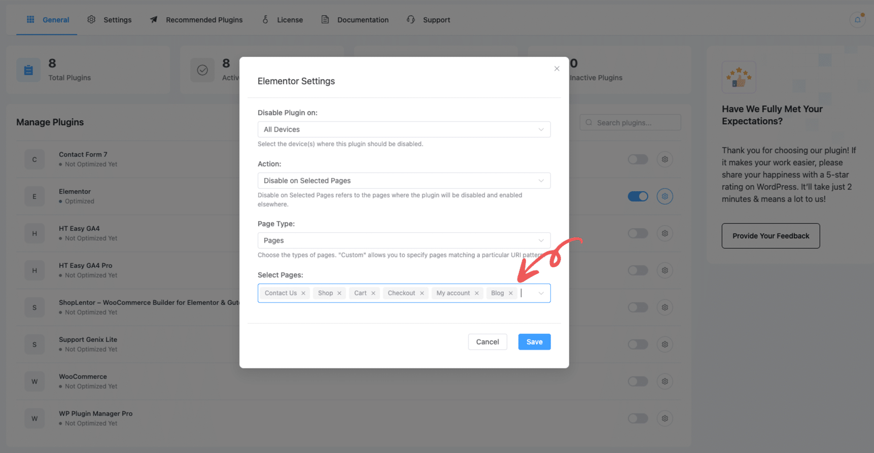 Disable Plugins on Specific Pages