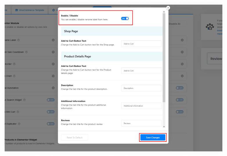 Enable the Rename Label Module