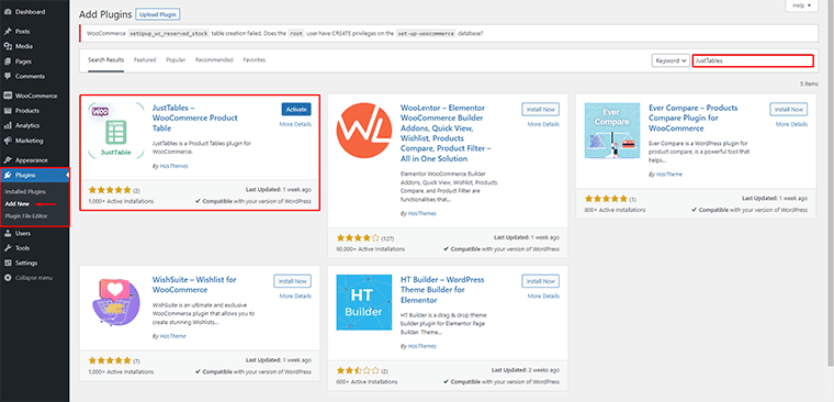 How to get started with the JustTables plugin?