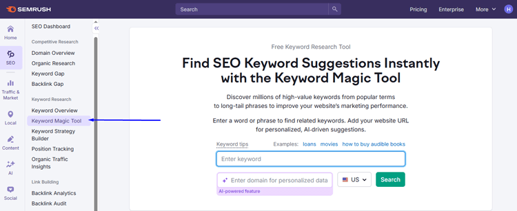 Open Keyword Magic Tool