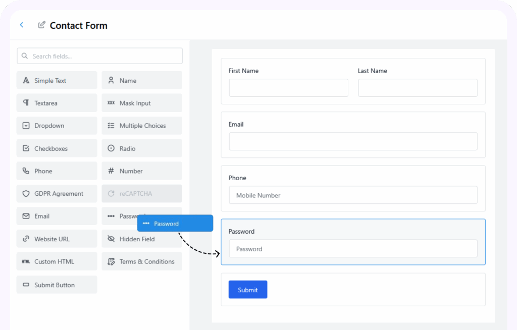 Ht contact form dashboard