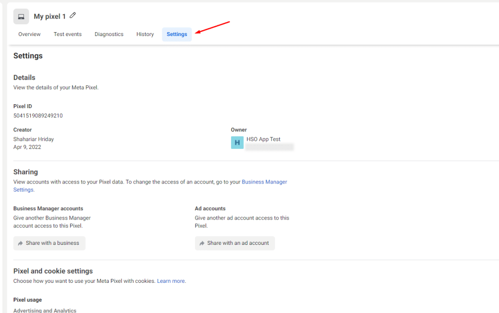 Click on the Settings