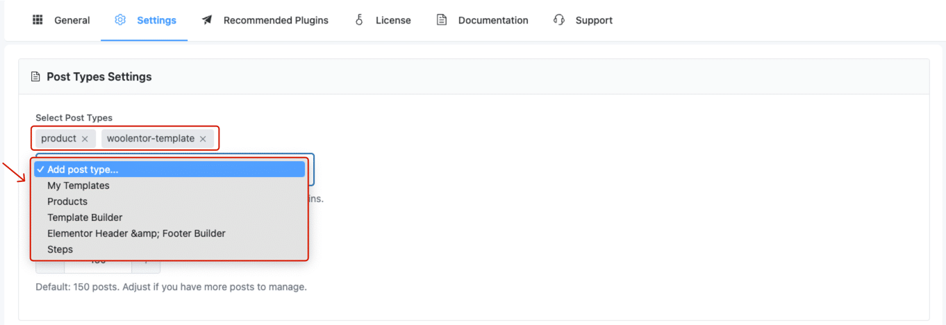 Go to Post Type Settings