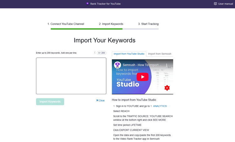 Input target keywords