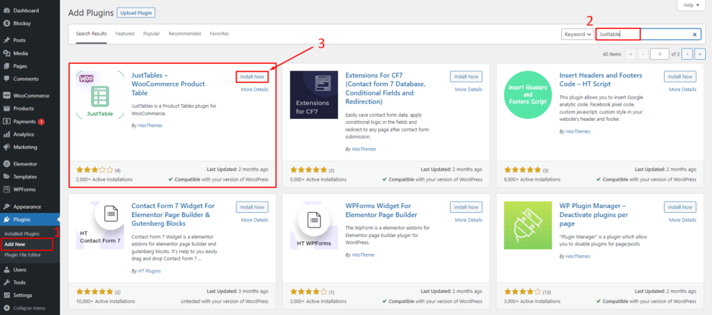 Installing the plugin from WP.org