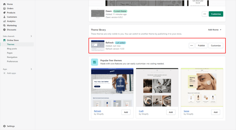 Install the New free Theme