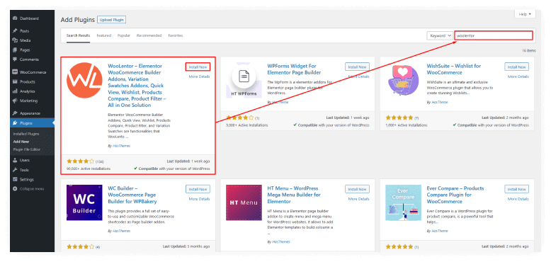 Install the WooLentor Plugin
