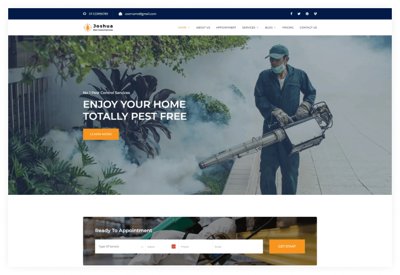 Joshua - Pest Control Service HTML Template