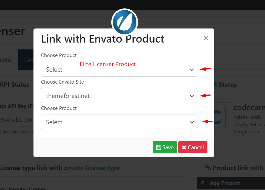 link with envato product