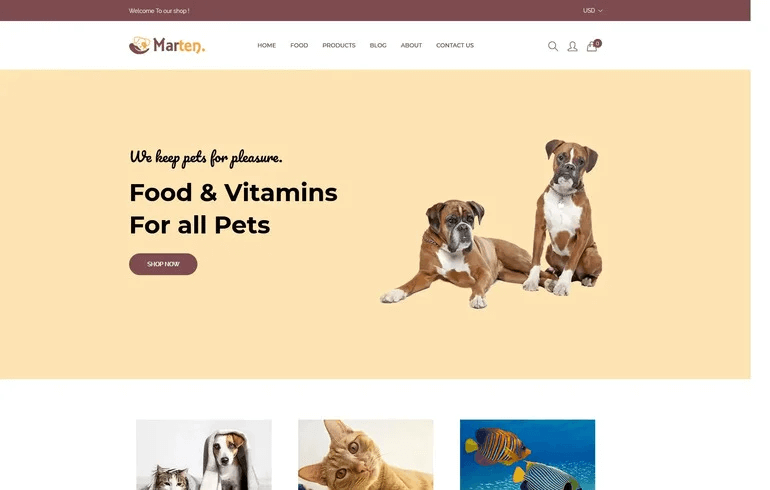 Marten - Pet Food Shopify Theme