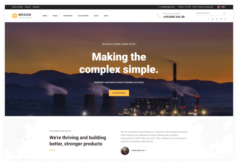 Megan - Industrial & Manufacturing Businesses HTML Template