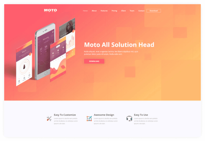Moto - Multipurpose App Landing Page HTML Template