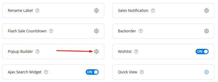 Locate the "Popup" module and click on the settings icon.