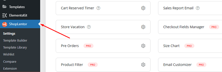 Find "ShopLentor" in your dashboard sidebar