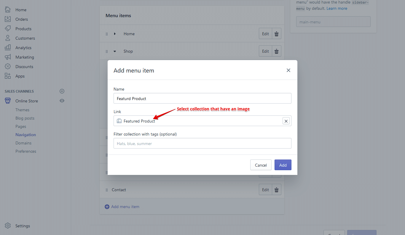shopify mega menu image