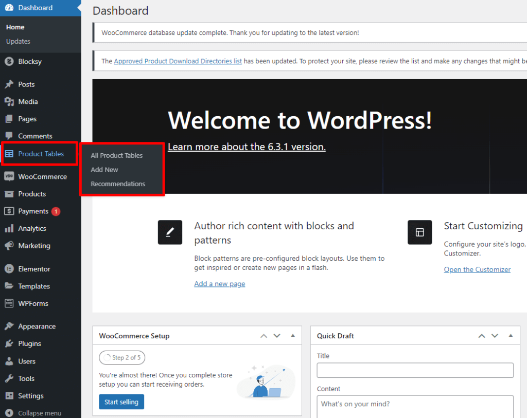 Plugin menu added upon activation