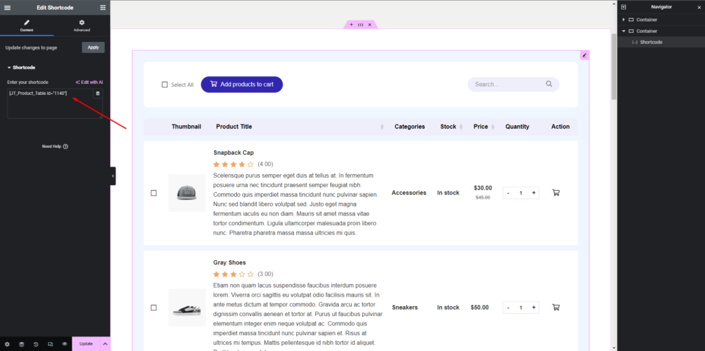 enter your shortcode