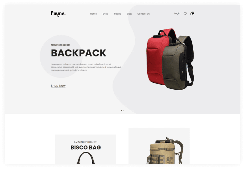 Payne - Backpack eCommerce HTML Template