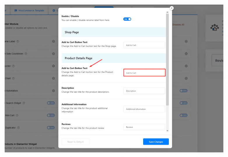 Product Details Page Label Change