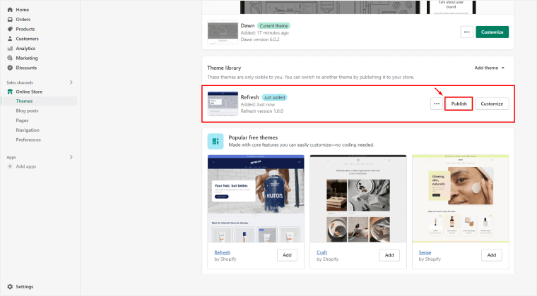 Publish Your New free Theme