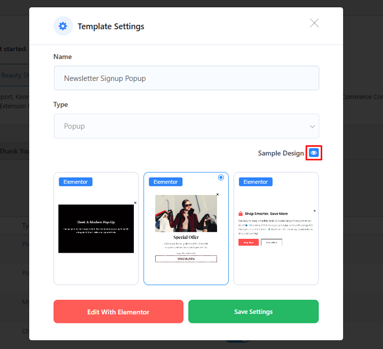 Select a design and Edit