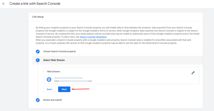 Select Web Stream and Click Next