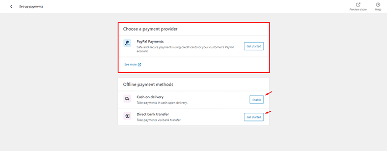 Setup Payment Options