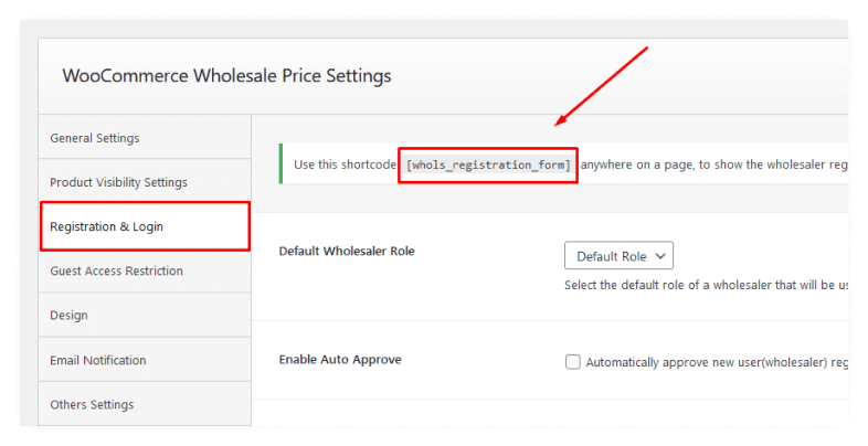 Copy the Shortcode from the Registration and Login Panel