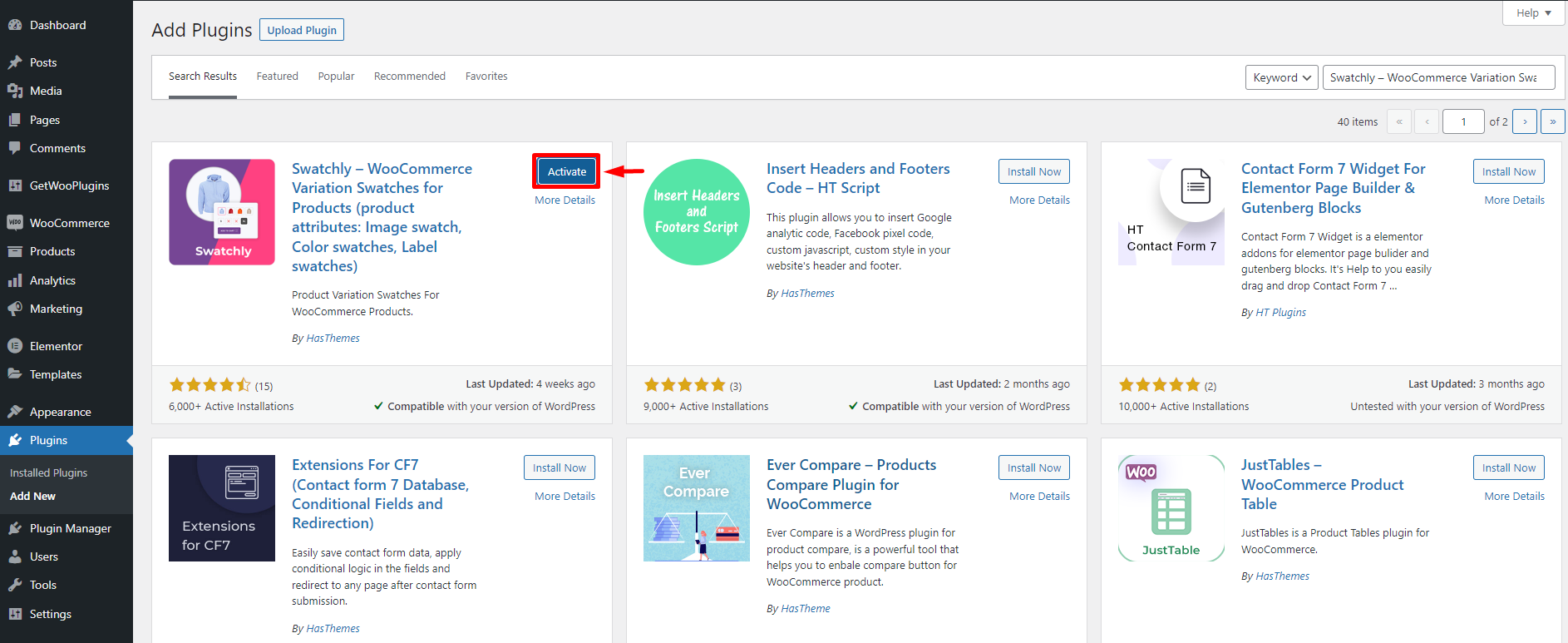 Click on the activate