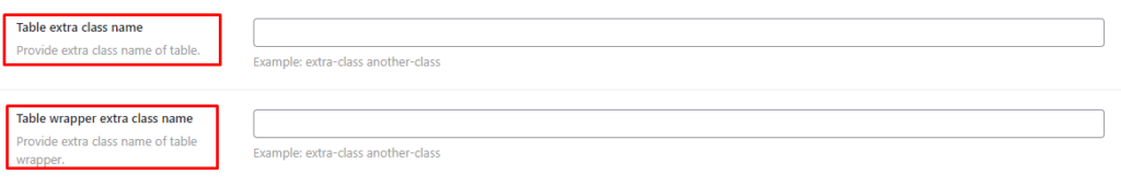 Table Extra Class