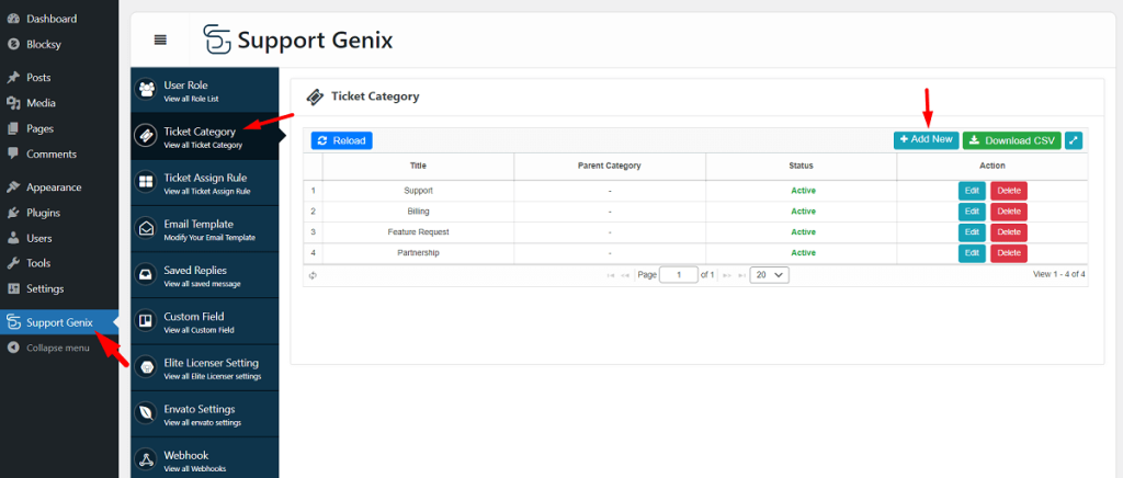 support ticketing system in WordPress