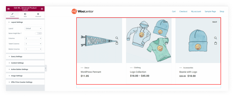 Use the Universal Product Widget
