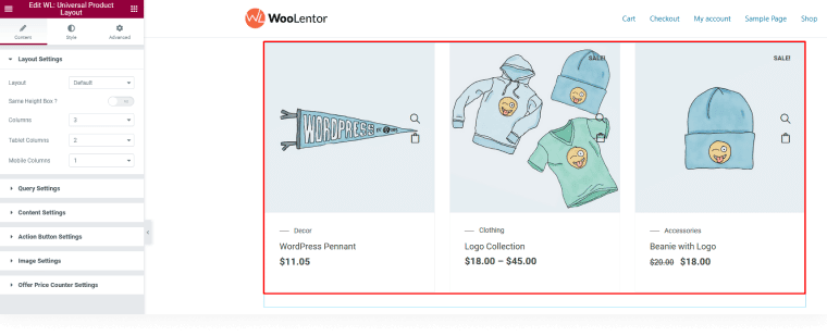 Use the Universal Product Widget