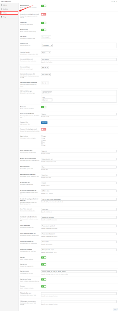 configure utilities settings